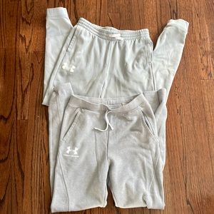 2 Under Armour boys xl sweatpants. Light Gray.